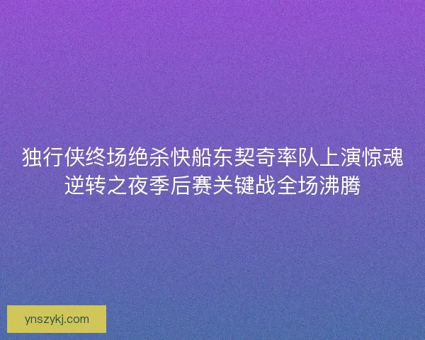 独行侠终场绝杀快船东契奇率队上演惊魂逆转之夜季后赛关键战全场沸腾